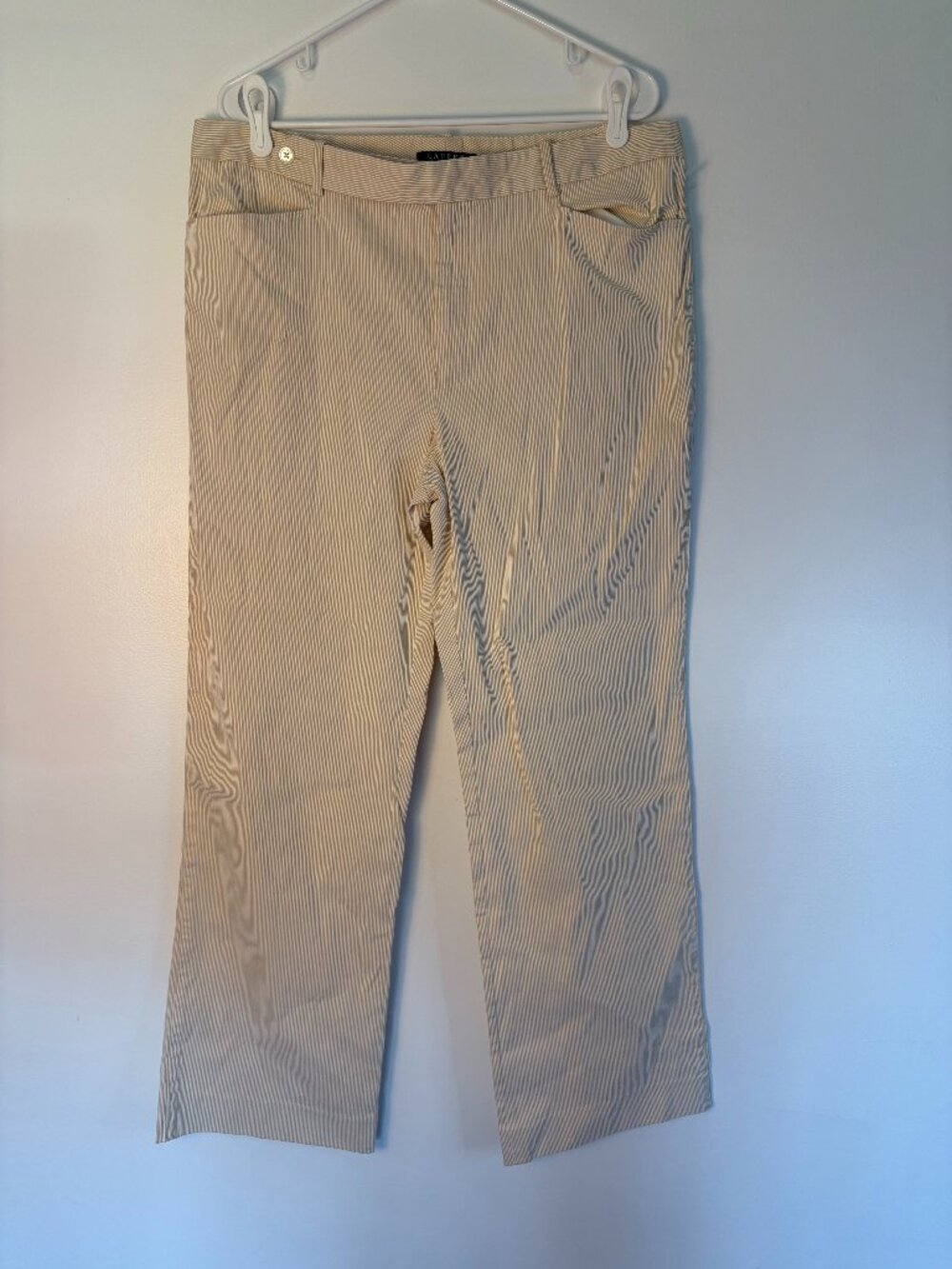 Ralph Lauren Cream White Ribbed High Rise Dress Pants